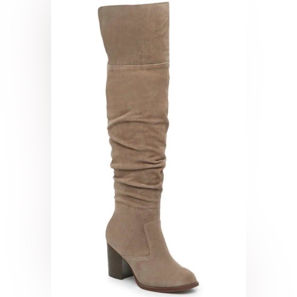 CROWN VINTAGE Gio fog brown Suede Leather Over the Knee Tall Boots - Size 8 / 39
